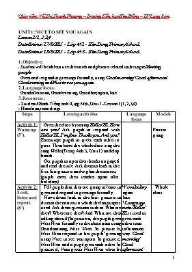 Giáo án Tiếng Anh Lớp 4 - Unit 1 đến 3 - Năm học 2015-2016 - Vũ Thị Thanh Phương